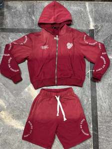 Conjunto Deportivo Personalizado con Cremallera, Reflectante, de Poliéster, Chaqueta Cortavientos de Nailon con Capucha y Pantalones Cortos para Hombre - Product Image 2