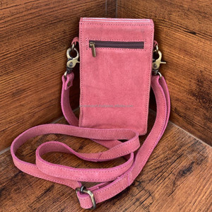 Nueva bolsa personalizada para teléfono de cuero de gamuza con puntada para botas, bolsa delgada de cuero genuino para teléfono móvil, bolsa cruzada para mujer - Product Image 6