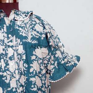 Robe mini décontractée pour femme 100% coton, style bureau, manches 3/4, col rond, imprimé floral, écologique, respirante, style coréen et anglais - Product Image 2