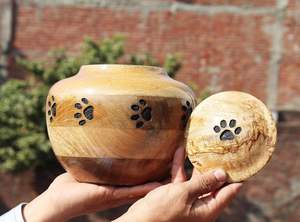 Urne funéraire biodégradable en bois pour animaux de compagnie, gravée de la patte, souvenir commémoratif pour chien et chat, décoration intérieure - Product Image 2