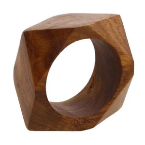 Servilletero Decorativo de Madera, Anillo para Servilletas de Madera de Acacia Triangular para Fiestas - Product Image 3