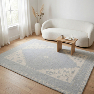 Alfombra Persa Moderna con Medallón, Tejida a Mano, de Lana Azul Grisáceo Misty Palace, Antideslizante y Ecológica, para Sala de Estar, Dormitorio, Hotel - Product Image 4