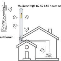Antenne Omni 5G 4G LTE pour Internet Domestique T-Mobile, Antenne Cellulaire MIMO SMA TS9 pour Routeur, 600-6000MHz, Câble de 5 Mètres/Poteau de Montage