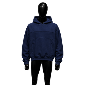เสื้อฮู้ดดี้สีน้ำเงินกรมท่าพรีเมียมทรงโอเวอร์ไซส์สำหรับผู้ชาย สไตล์สตรีทแวร์ทันสมัย แฟชั่นแนวสตรีทสไตล์พรีเมียม ผ้าฝ้ายเฟรนช์เทอร์รี่ สำหรับฤดูใบไม้ร่วง - Product Image 1