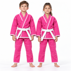 Kimono de Jiu Jitsu Brasileño Transpirable Azul para Niños con Ribete Amarillo y Cinturón Blanco, Conjuntos Unisex de Jiu Jitsu Brasileño - Product Image 4