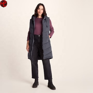 Chaleco largo acolchado para mujer, sin mangas, con capucha, alternativa al plumón, para invierno, estilo urbano - Product Image 3