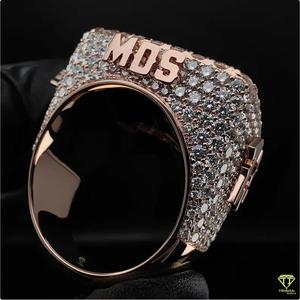 Bague de championnat JT personnalisée en diamant de laboratoire pour homme, style hip-hop, sertie de diamants, bicolore or rose, taille baguette - Product Image 3