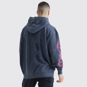 Sweat-shirt à capuche pour homme, coupe classique, 100% coton, French Terry 300g, séchage rapide, délavé à l'acide, rose uni, décontracté, streetwear d'hiver - Product Image 2