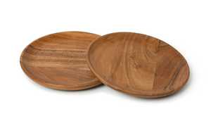 Planche de service ronde en bois d'acacia naturel, plateau de service alimentaire en bois, planche à charcuterie, plateau à fromage, assiette de dîner, cuisine - Product Image 1