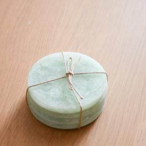 Handmade Yellow Resin Tea <b>Coasters</b> Square <b>Ceramic</b> and Plastic Set with Custom Logo for Coffee & Tea Accessories From India - Product Image 1