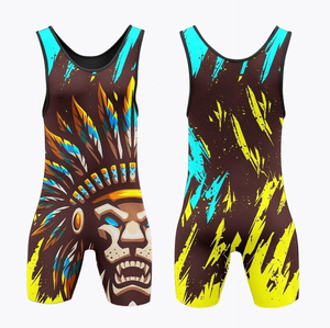 Singlet de Lucha Personalizado por Sublimación, Uniforme de Lucha Profesional Transpirable de Spandex para Hombres y Jóvenes, con Estampado de Lobo, para Entrenamiento - Product Image 6