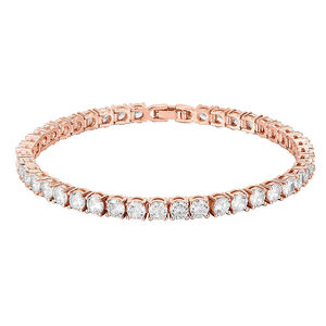 Bracelet tennis diamant rond taille brillant serti griffes plaqué or 10K/18K certifié IGI Hip Hop Unisexe Mariage & Anniversaire - Product Image 1