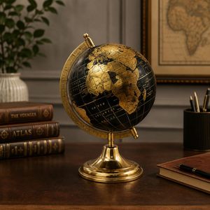 Black & Gold World Globe with Metal Stand Decorative Desk Globe for Home Office <b>Study</b> <b>Table</b> Students and Gifts - Product Image 5