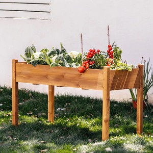 Bac à légumes surélevé en bois, style rustique, pour l'extérieur, pour légumes et plantes vertes - Product Image 1