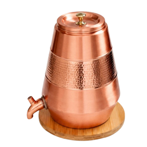 Matka de Agua de Cobre Puro Ayurvédico Tradicional con Tapa, Recipiente Natural Antimicrobiano para Almacenar Agua Potable, Martillado - Product Image 2