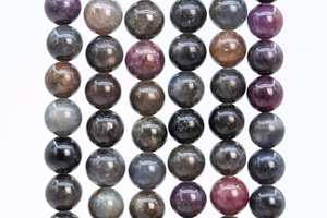 Perles de pierres précieuses en rubis et saphirs naturels authentiques, multicolores, rondes, en vrac, pour la création de bijoux, bracelets et colliers - Product Image 6