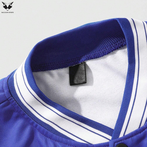 Veste de baseball pour homme en chenille patchwork personnalisée, veste bomber bleu uni avec manches en cuir crème, streetwear - Product Image 6
