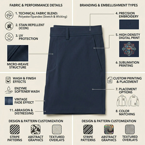 Men's Navy Blue Solid Board Shorts Mid Waist Drawstring Closure Quick Dry Windproof Breathable Waterproof Pockets OEM Service - Product Image 6