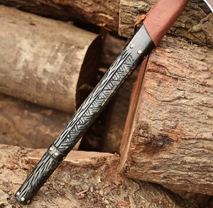 Hacha de Construcción Industrial Hecha a Mano Personalizada, Cabeza de Hacha de Acero al Carbono con Mango de Madera, 21 Pulgadas de Longitud Total, 3 Libras de Peso - Product Image 2