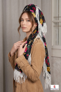 Pañuelo Cuadrado de Seda Estampado Personalizado de Lujo con Borlas, Tela Ligera, Pañuelo de Moda para Mujer, Suministro de Fabricante OEM - Product Image 6
