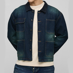 Quality Casual Embroidered Windproof Oversized Drop Shoulder Denim <b>Jeans</b> <b>Jacket</b> for Men Distressed <b>Black</b> 100% Cotton Winter - Product Image 1