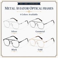 Lunettes de vue carrées à double pont en métal pour hommes, monture large de 55 mm avec plaquettes nasales ajustables, idéales pour le bureau et les sorties du week-end