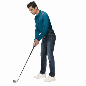 Chemises pour hommes brodées avec logo personnalisé, en polyester/coton uni, manches longues, boutonnées, chemise de golf décontractée, anti-rides, service OEM - Product Image 5