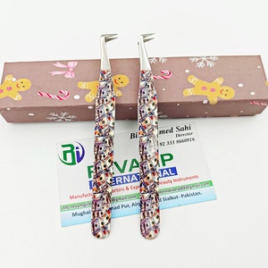 Pince à épiler professionnelle en acier inoxydable à pointe fine pour extensions de cils, Mega Lashes, thème dollar personnalisé, revêtement papier, 90 degrés - Product Image 3