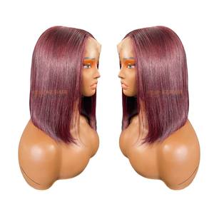 Pelucas Bob al por mayor de cabello humano color burdeos, pelucas con encaje frontal de 200g, paquetes de cabello virgen a juego con pelucas con cierre de encaje suizo 2x6 - Product Image 5