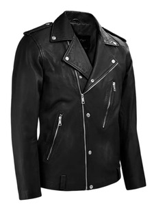 Chaqueta de Cuero Negra Estilo Motero Beast - Product Image 2
