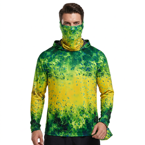 Sweat à capuche à manches longues pour homme, imprimé rayé, UPF50, anti-UV, imperméable, respirant, coupe-vent, vêtements de pêche, veste d'extérieur, 100% polyester - Product Image 3