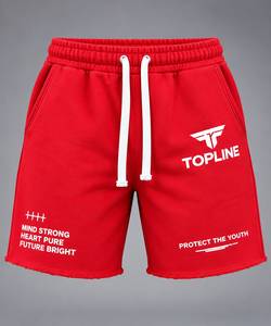 Conjunto de Sudadera sin Mangas con Capucha y Pantalones Cortos para Hombre, Personalizado, de Algodón Rojo, Informal, Transpirable, de Verano - Product Image 5