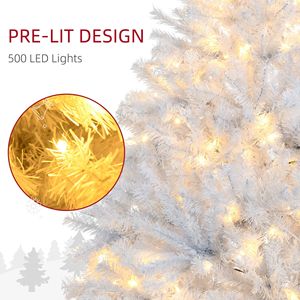 Albero di Natale Artificiale Preilluminato Alto 2,3 m con 1518 Rami e 500 Luci LED Bianco Caldo, Decorazione Natalizia Bianca ad Apertura Automatica - Product Image 6