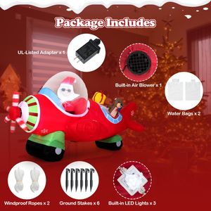 Aereo Gonfiabile Natalizio con Scatole Regalo e Luci LED, Decorazione da Giardino in PVC di 2,2 Metri - Product Image 6