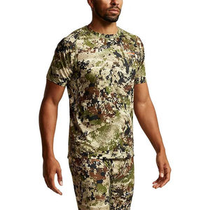 Factory High Quality Custom Men's Hunting Striped Print Full Sleeves T-<b>Shirts</b> with Zipper <b>Camping</b> Adventure - Product Image 3