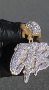 Colgante Personalizado con Nombre de Rapero, Estilo Hip Hop, con Incrustaciones de Moissanita, para Hombre y Mujer, Plata 925, Moissanita VVS - Product Image 3