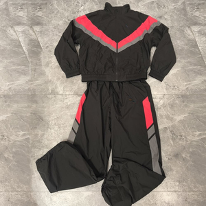 Red <b>Black</b> Unisex Tracksuit Set Full Zip Sporty <b>Jogger</b> Pants Color Blocking Breathable Polyester Autumn Activewear - Product Image 4