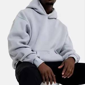 Sweat-shirt à capuche oversize pour homme, couleur unie, en coton French Terry, décontracté, pour l'automne, avec poches, coupe classique, vente en gros - Product Image 3