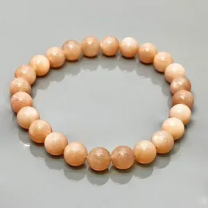 Natural Peach Moonstone 8mm Smooth Round AA Grade Gemstone Beads <b>Stretch</b> <b>Bracelet</b> Healing Jewelry Wholesale - Product Image 3