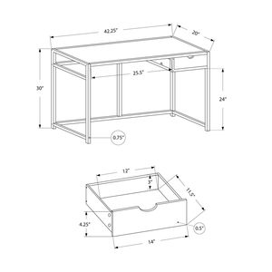 Scrivania Moderna Contemporanea da 42 Pollici per Ufficio Domestico con Cassetti Portaoggetti, Laminato Grigio e Metallo Nero per Lavoro con Laptop - Product Image 4
