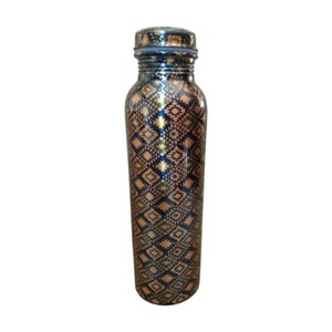 Wholesale Pure Copper <b>Water</b> <b>Bottle</b> Custom Printed Geometric Pattern Health Drinkware Leakproof Metal Sports <b>Water</b> <b>Bottle</b> - Product Image 1