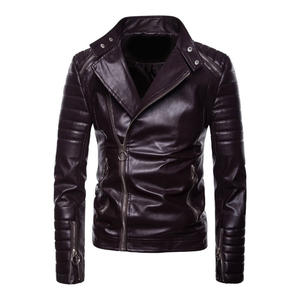 Chaqueta de Motociclista de Cuero PU para Hombre, de Moda, con Cierre, Bolsillos Impermeables, Estilo Casual, Ajustada, Popular para Invierno - Product Image 5