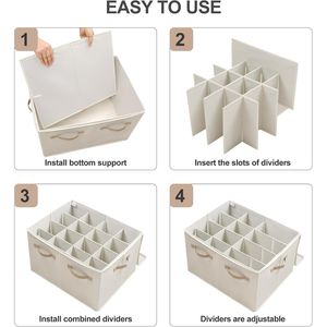 Boîte à chaussures pliable avec séparateurs réglables et couvercle transparent, organisateur de rangement pour baskets gain de place avec poignées renforcées - Product Image 6