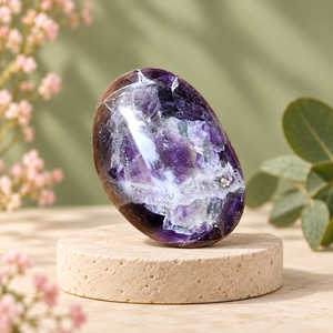 Natural Amethyst Gemstone Oval Polished <b>Worry</b> <b>Stone</b> for Anti-Anxiety Relief and Meditation Home Decoration - Product Image 3