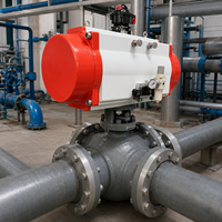 Vanne à boisseau sphérique à trois voies en acier inoxydable à bride personnalisable, à commande pneumatique, pour le contrôle des fluides industriels et les projets de déviation de débit