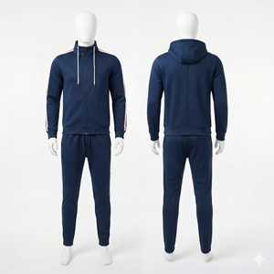 <b>Men's</b> Dark Gray Teal Color Block Tracksuit Set Full Zip <b>Jacket</b> and Jogger Pants Athletic Sportswear Casual Training Suit - Product Image 6