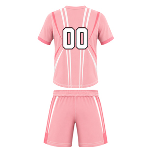 Conjunto de Camiseta y Pantalones Cortos de Rugby Rosa Bebé y Blanco, Manga Corta, Cuello en V, Uniforme de Equipo, Transpirable, Ligero, Personalizable, Ropa Deportiva de Entrenamiento - Product Image 2