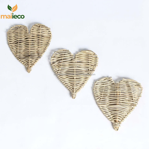 Assortiment de couleurs mini tissé grand rotin rond portrait Art déco style tenture murale anniversaire de mariage décoration intérieure - Product Image 4