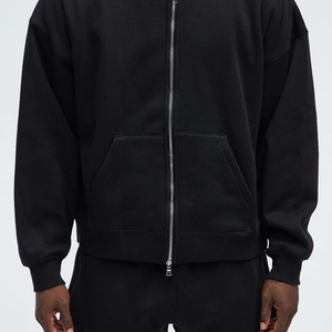 Men's Hooded Zipper Tracksuit Black White Stripe Casual Solid Color Full Sleeve Autumn Breathable Regular Fit Side Pockets - Product Image 6