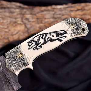 Couteaux fixes de survie pour le camping et la chasse en plein air avec options de personnalisation OEM, lames de qualité en acier Damas pour la chasse - Product Image 2